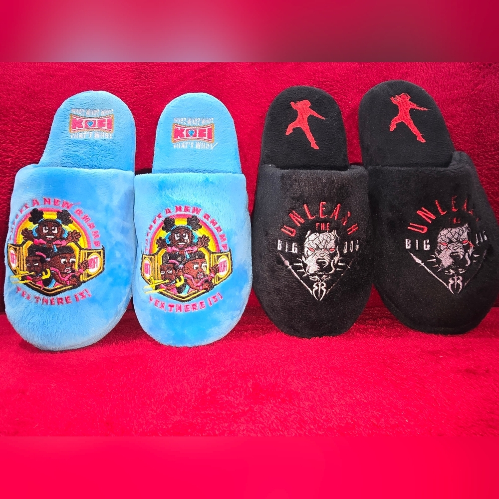💥 Size YXL 7-8 💥Kofi Kingston, Roman Reigns Slippers #WWE